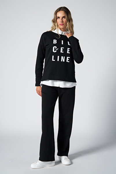 bilcee Peak γυναικείο μαύρο φαρδύ παντελόνι με τσέπες 7018