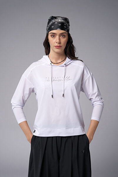 bilcee Hanorac alb pentru femei din țesătură subțire și ușoară 4168