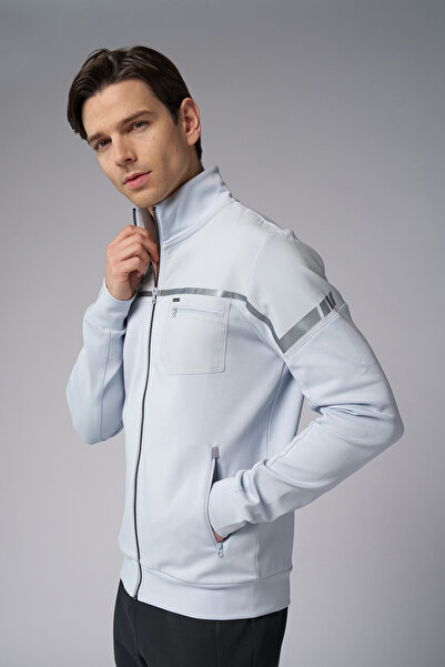 bilcee Men's Gray Stand Collar Lycra Cotton Tracksuit Set 3973