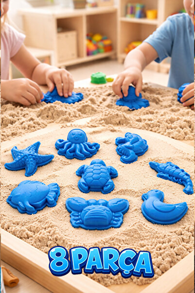 Kinetic Sand 3 KG Kinetik Kum 3 Renk ve 8 Adet Kum Kalıbı - Eğitici ve Öğretici Oyun Kumu Seti