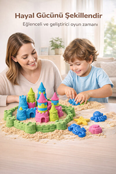 Kinetic Sand 3 KG Kinetik Kum ve 16 Adet Kum Kalıbı Hediye - Eğitici Öğretici Oyun Kumu