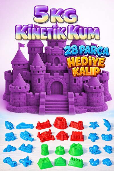 Kinetic Sand 5 KG Kinetik Kum ve 28 Parça Kum Kalıbı Hediye - Eğitici ve Öğre...