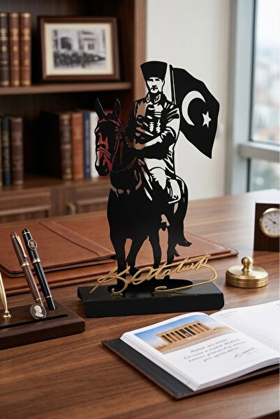NİKSA METAL ATATÜRK İMZALI MASAÜSTÜ METAL DEKOR-HEDİYELİK EŞYA-OFİS DEKORU-EV...