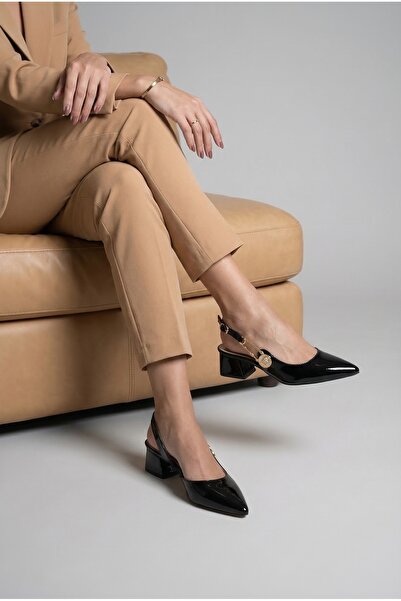 Les Chatelets Clair d’Héritage Μαύρες Καλοκαιρινές Γυναικείες Γόβες 8εκ. με Μ...