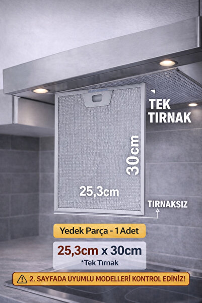 Bosch Davlumbaz Alüminyum Tırnaksız Yağ Filtresi Tel Filtre 253x300 25,3x30 U...