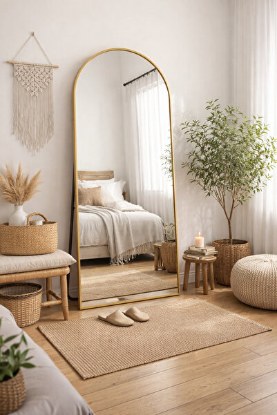 CLNK TECH GOLD Paslanmaz Çelik Kaplama 180x60 Boy Duvar Aynası