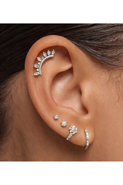 Markiz Takı Cerrahi Çelik Gümüş Taşlı Piercing