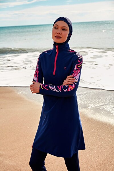 Marina Navy Blue Full Covered Parachute Hijab Swimsuit - M2489