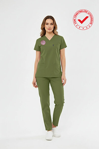 Class Üniforma Γυναικεία φόρμα φαρμακοποιού Grass Green ελαστικό ύφασμα Scrub...