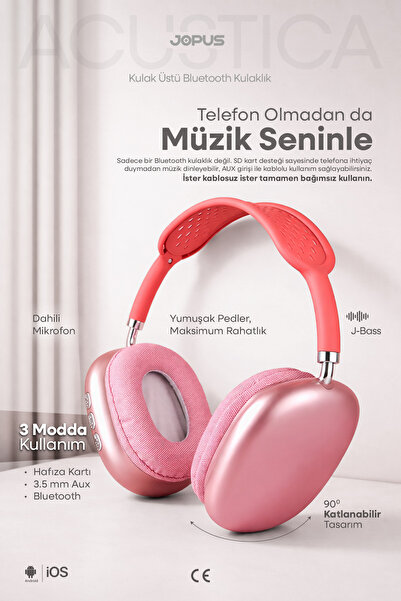 Jopus Bluetooth Kulaklık iOS Android Uyumlu Yüksek Ses Kalitesi Mikrofonlu Ku...