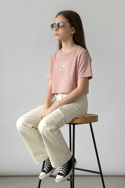 DMB BOYS & GIRLS Pantaloni cargo din bumbac din Gabardină pentru fete