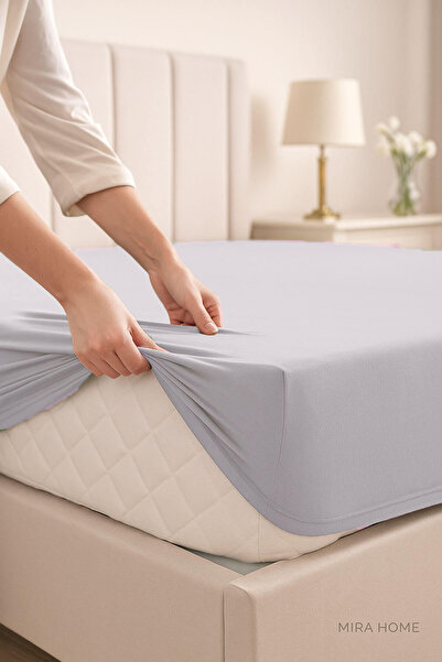 Mira Home Cearșaf dublu din bumbac pieptănat, 100% bumbac, elastic, 200X200 c...