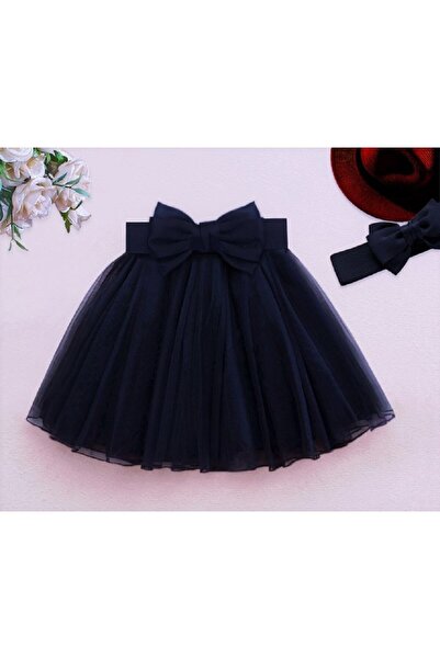 nsmkidslife Lacivert Kız Çocuk Fiyonk Kemer Detaylı Tütü Etek