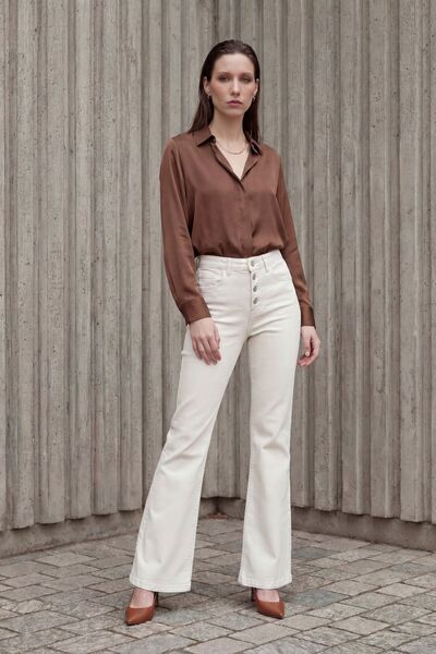 Hiccup My Fashion High Waist Flared D Denim Pants