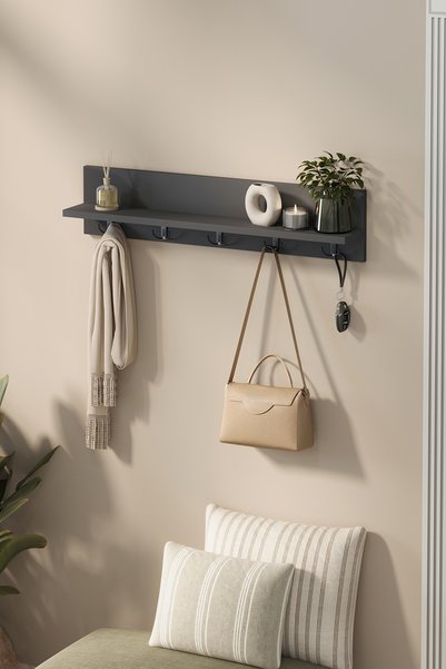 Bofigo Bofigo Coat Rack Wall Hanger Clothes Hanger Shelf Wall Hanger 80 cm Anthracite
