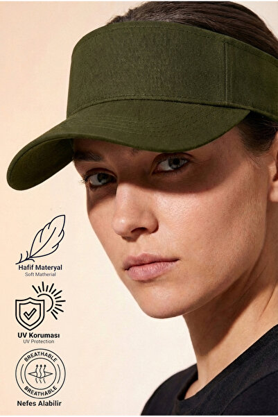 Verahed Khaki Green Open Top Visor Hat Tennis Hat with Adjustable Velcro on t...
