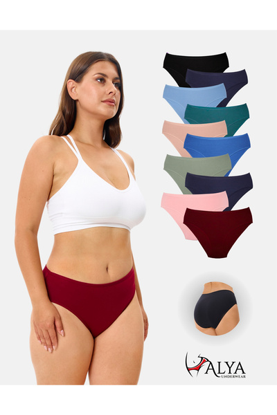 ALYA UNDERWEAR عبوة من 10 سراويل داخلية قطنية نسائية - تصميم سهل الارتداء، مت...