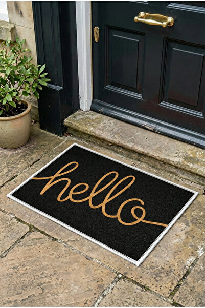 Zevahir Home Hello Yazılı Modern Kaymaz Dekoratif Kapı Önü Paspası