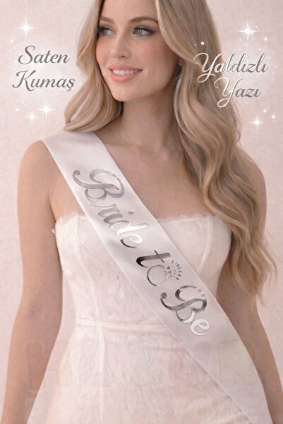 Huzur Party Store Bride To Be Yazılı Beyaz Üstüne Gümüş Gri Yaldızlı Kuşak Be...