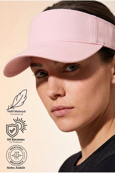 Verahed Șapcă de tenis cu vizor deschis în sus, roz, cu velcro reglabil la spate