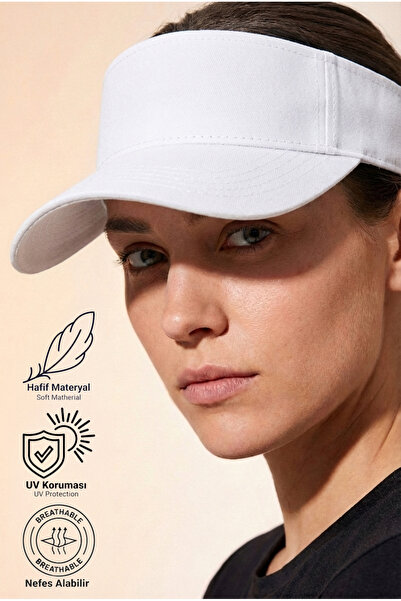 Verahed Pălărie de tenis cu vizor deschis în partea de sus, albă, cu velcro r...