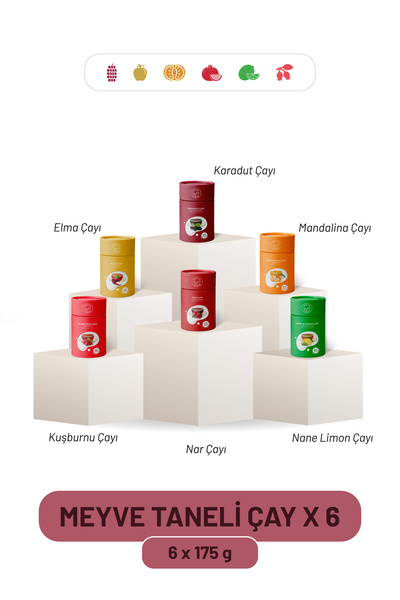 Kayla Gurme Meyve Taneli Çaylar Silindir Kutu 6 x 175 g (Karadut, Elma, Nane ...