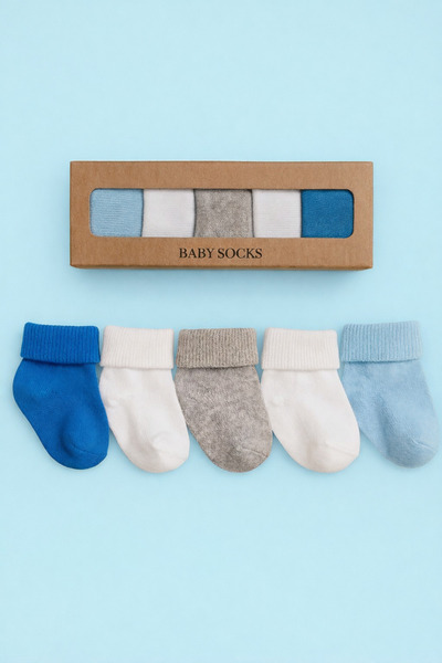 baby socks 5 Renk Kutulu Pamuklu Bebek Çorabı 0-6 Ay