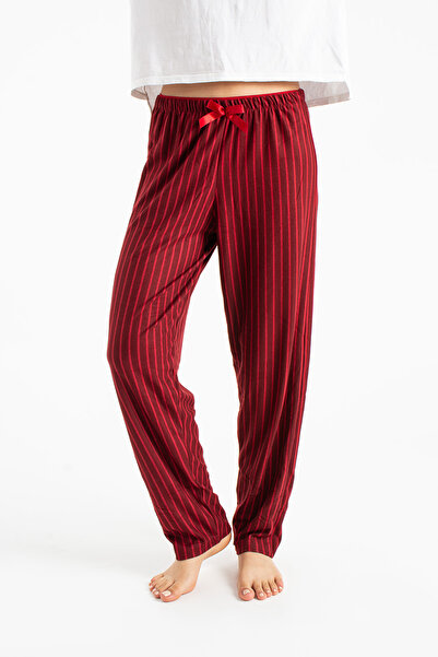 Ecrou Women's Burgundy Striped Suede Single Pajama Bottom
