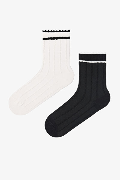 Penti 2 ζευγάρια βαμβακερές κάλτσες με βολάν