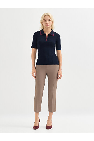 Karaca Lacivert Polo Yaka Kısa Kollu Triko Kazak