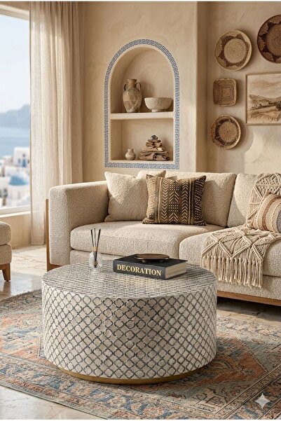 Lisso Evira Orta Sehpa Kaplama El işçiliği 90x90 H:45 Salon