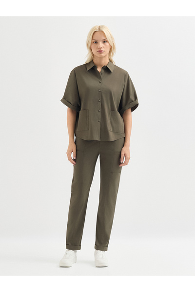 Karaca Kadın Regular Fıt Gömlek-Haki