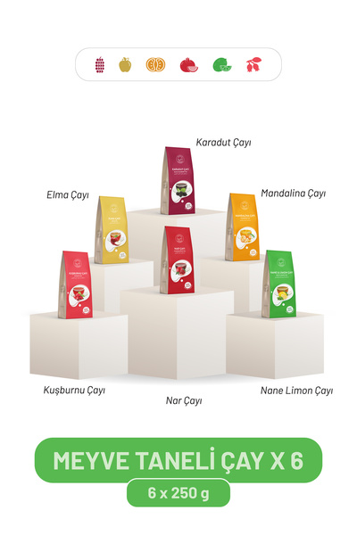 Kayla Gurme Meyve Taneli Çay 6 x 250 g (Karadut, Elma, Nane Limon, Mandalina,...