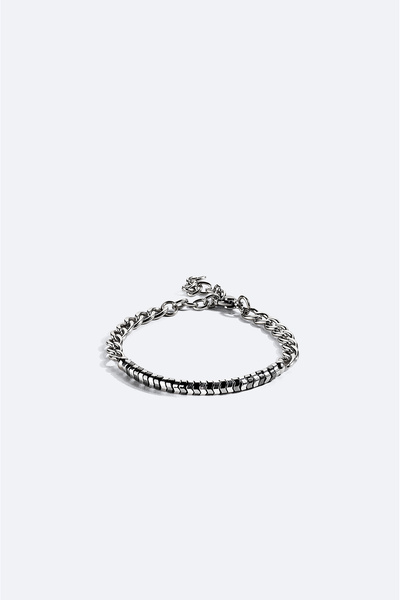 Avva Men's Silver Color Hematite Stone Bracelet B009611
