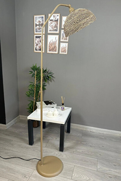 Bamyum Bohem Recycle Jüt Hasır Hareketli Başlıklı Metal Gövdeli Sütlü Kahve E...