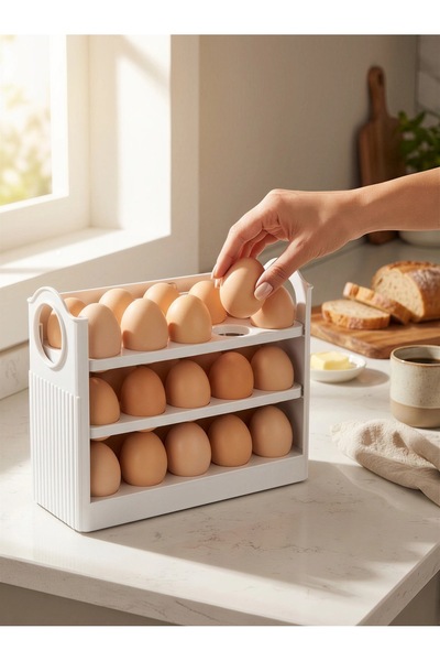 MappleHome 30 Bölmeli Özel 3 Katlı Raf Yumurtalık Saklama Kutusu Buzdolabı Ya...