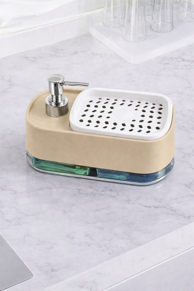 ARVALE Dozator de săpun 2 în 1 și dozator automat de detergent pentru burete ...