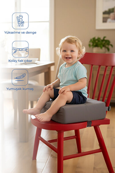Babyjem QuickBoost Taşınabilir Mama Sandalye Yükseltici Minder Antrasit