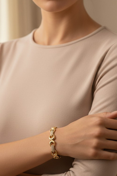 XUPING JEWELRY Stil Incisi/ 14 Ayar Altın Kaplama Ay Yıldız Zirkon Taşlı Bile...