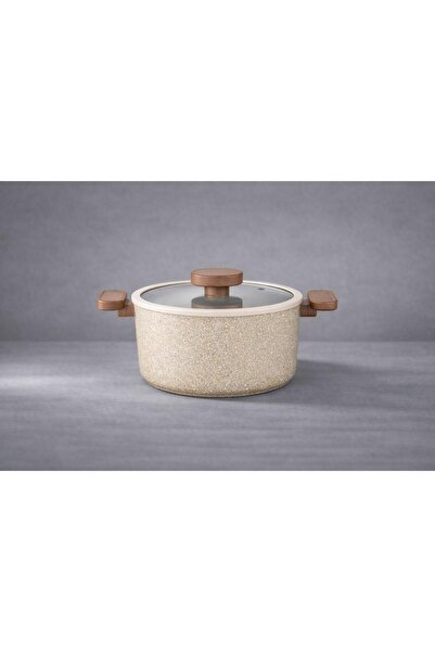 LAVONNI وعاء جرانيت عميق من فاليريا مقاس 26 سم مع غطاء زجاجي بحواف سيليكون - ...