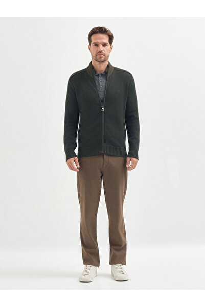 Karaca Erkek Regular Fıt Triko Hırka-Haki