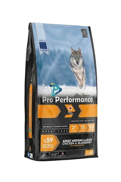 Pro Performance Tavuk Etli ve Yaban Mersinli Orta ve Büyük Irk Yetişkin Köpek...