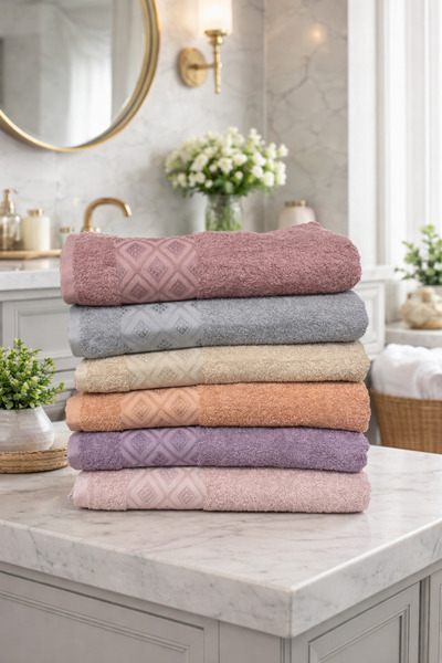 LUNGA VİTA Eponj 100% Cotton 70x140 Jacquard Bath Towel 450 g Patterned