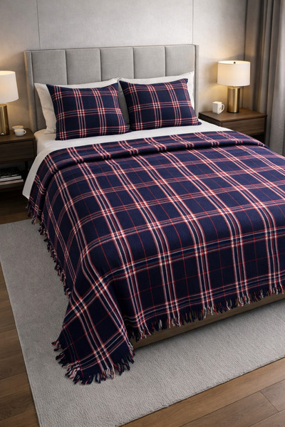 LUNGA VİTA Καρό κουβέρτα καρό βάφλα 100% βαμβάκι Κουβέρτα τηλεόρασης και γόνα...