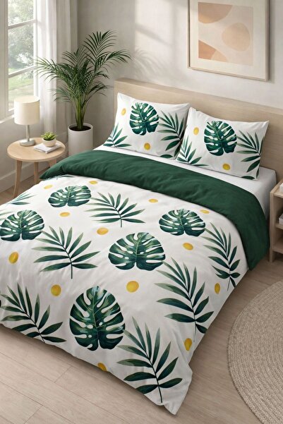 Eponj Home Mature Nevresim Seti Çift Kişilik Monstera Yeşil