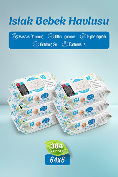 Papilion Baby Sensitive Kokusuz Islak Bebek Mendili Ekstra Kalın 384 Yaprak A...