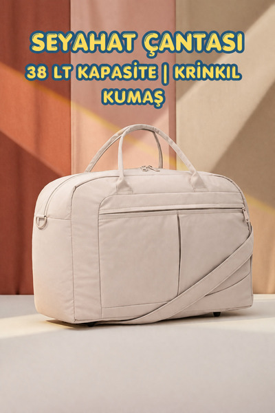 KAFF Büyük Boy Bej Unisex Önü Cepli Ayarlanabilir Omuz Askılı Spor Fitness El...