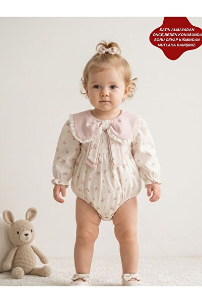 aysskids lana kız bebek çıtır çiçek desenli Bayramlık Özel Gün romper tulum