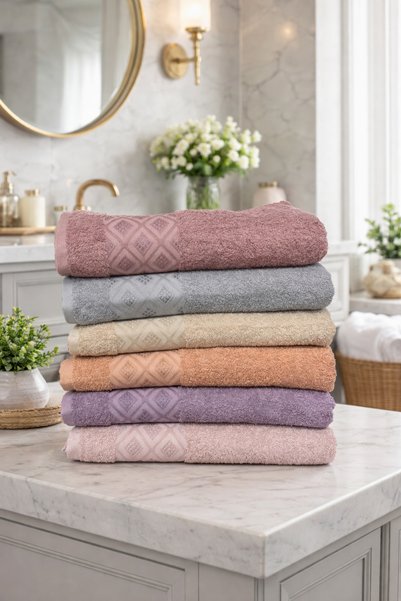 LUNGA VİTA Eponj 100% Cotton 70x140 Jacquard Bath Towel 450 g Patterned