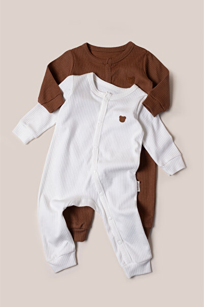 Vauva بيجاما رومبر مزدوجة القفل بأكمام طويلة مطرزة موسمية للأطفال الرضع